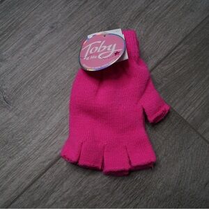 Girls Pink Fingerless Gloves Kids Gloves